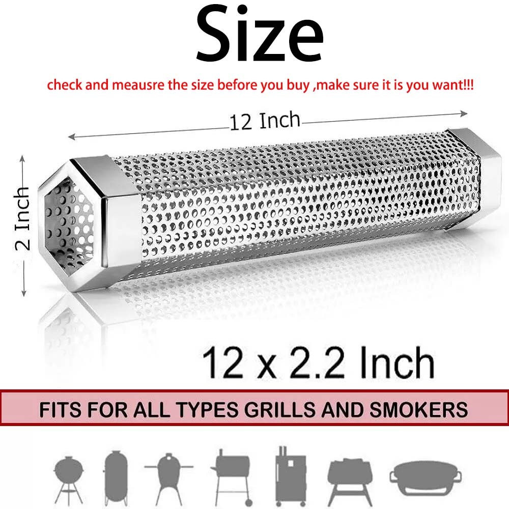 12in BBQ Smoker Tube for Wood Pellets – Stainless Steel Grill Smoke Box for Meat