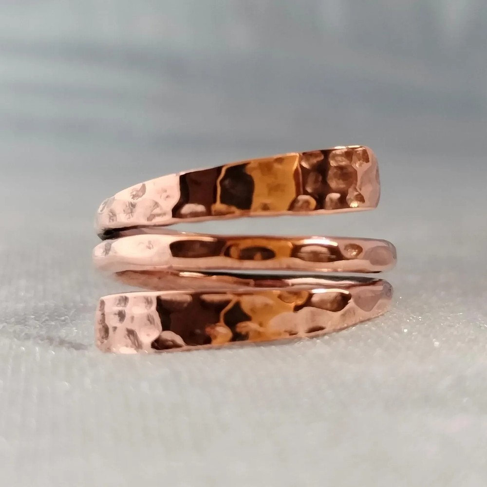Hammered Copper Wrap Ring, Adjustable Copper Jewelry