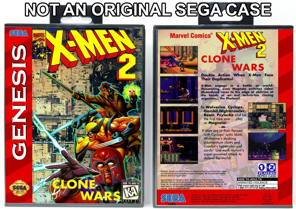 X-Men 2: Clone Wars - Sega Genesis Custom Case *NO GAME*