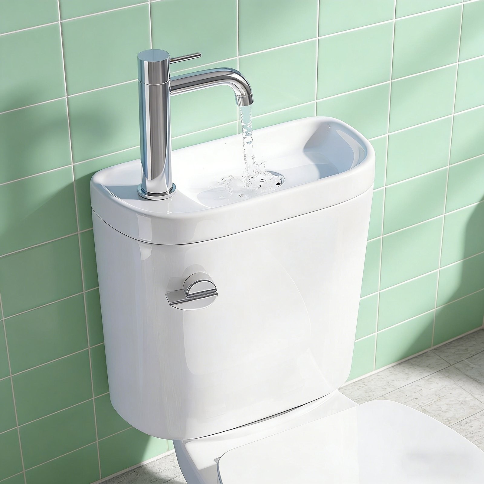 Two Piece Toilet with Sink 2 in 1 Toilet Bowl with Faucet 1.28 GPF Single Flush