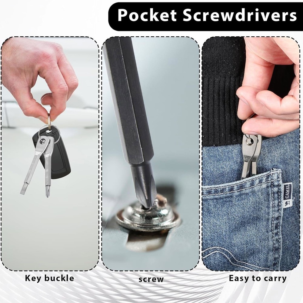8Pcs Portable Mini Keychain Screwdriver Set Phillips Slotted Head Screwdrivers