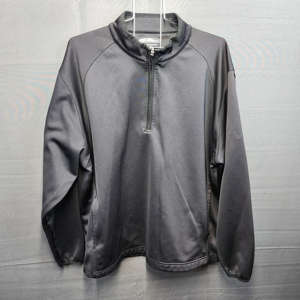 MEN’S Large PEBBLE BEACH PERFORMANCE Black PULLOVER GOLF JACKET Sweater Fleece