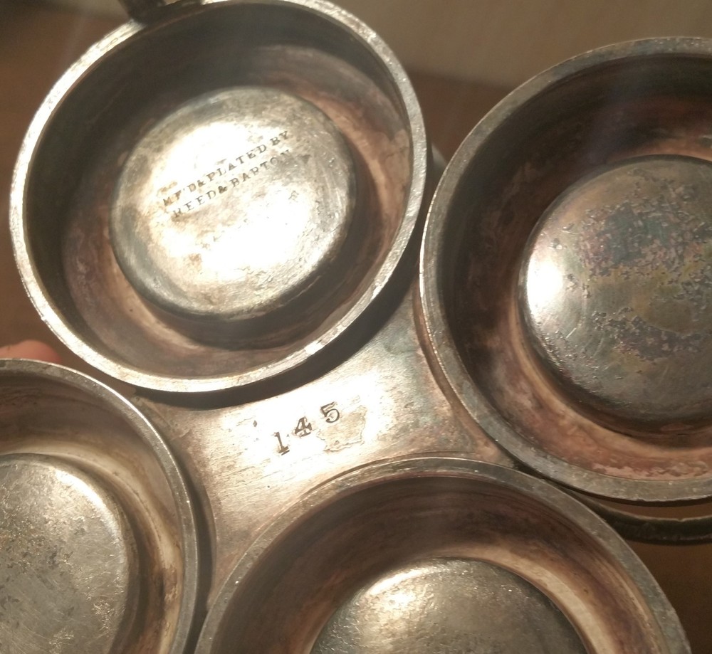 GARGOYLE reed & barton silver plate cruet caddy antique claw foot vampire bat