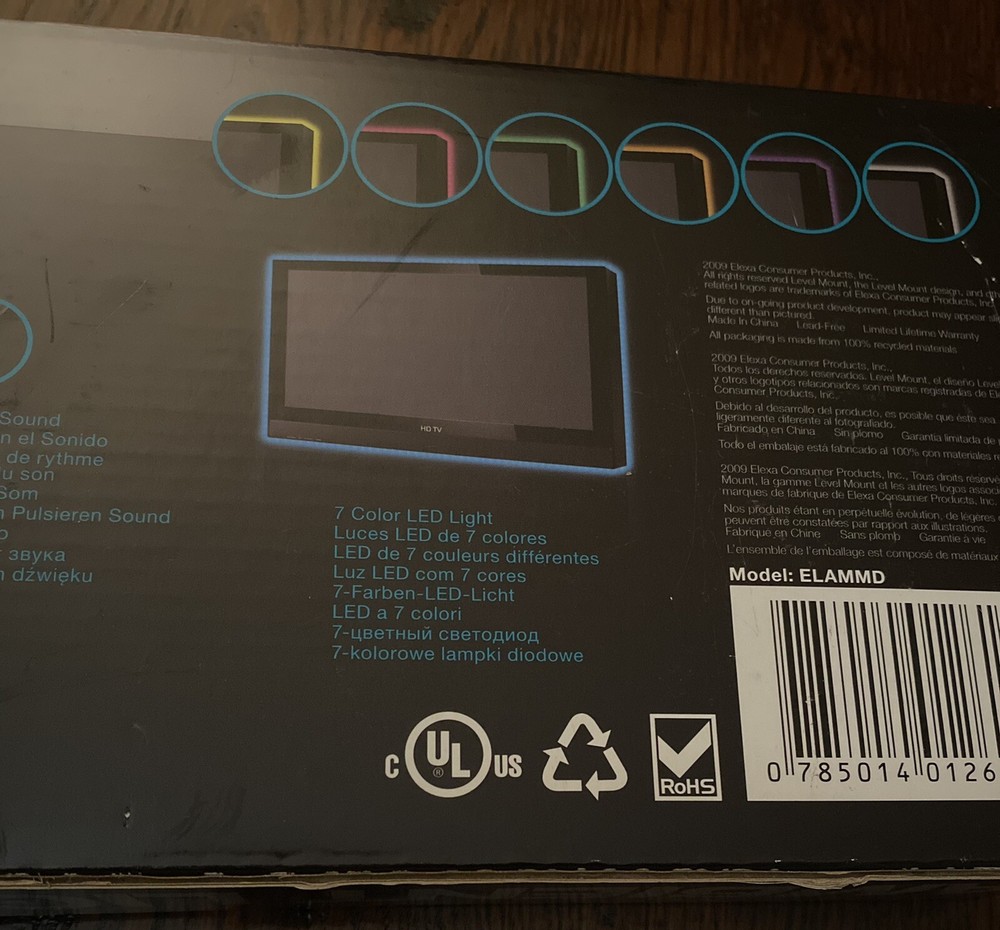 Level Mount By Elexa -7 Color Medium Ambient Light Kit Model:ELAMMD