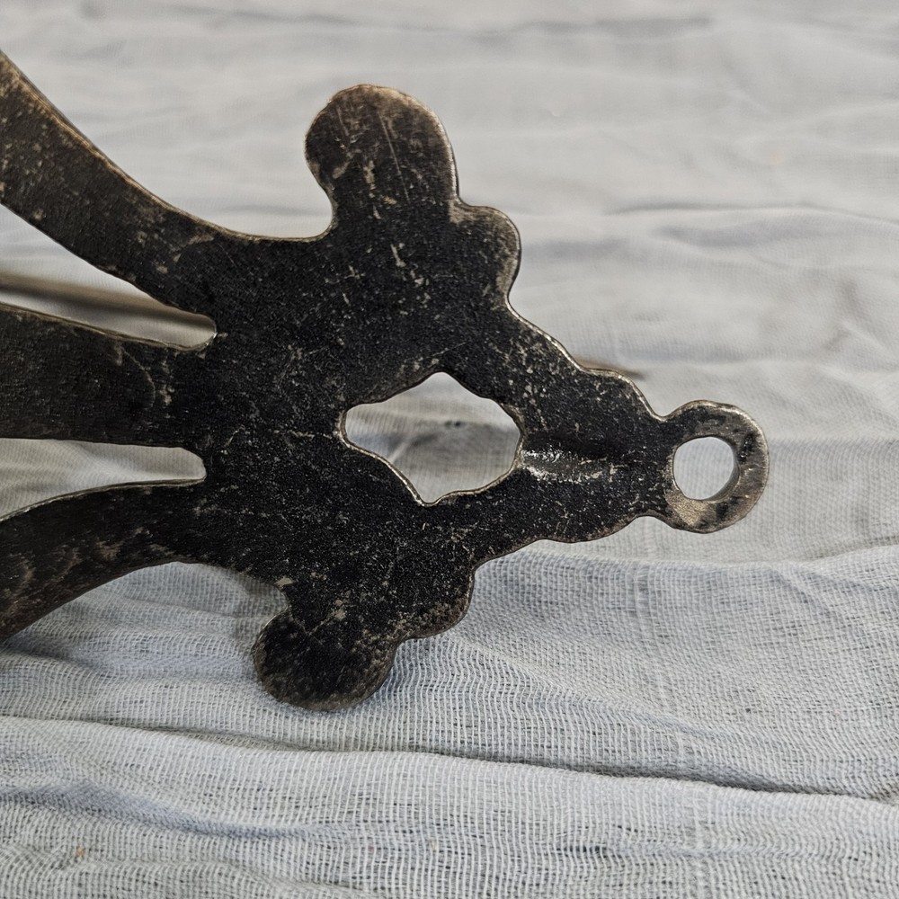 Antique cast metal, wall mount, spiked nail note holder