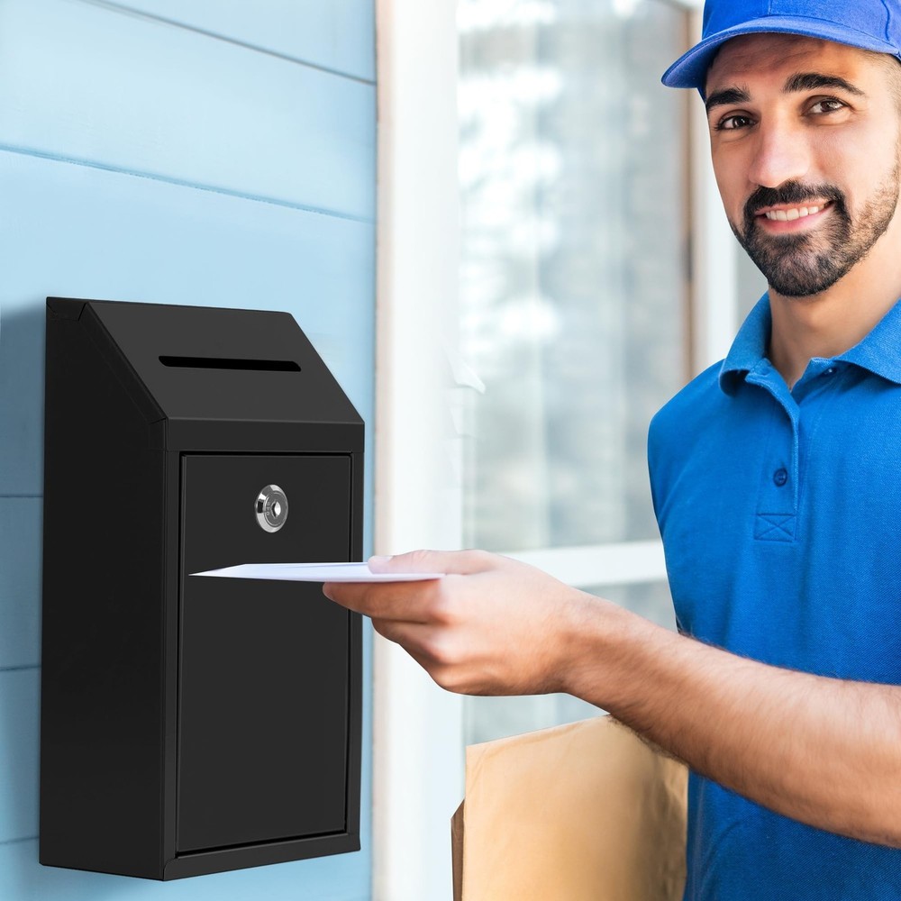 Metal Locking Mailbox Wall Mounted RustMail Case Lockable Mail Letterbox Sugg...