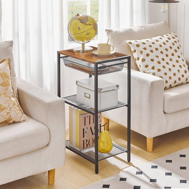 Multi-Layer Telephone Table with Storage Shelves - End Table Organizer