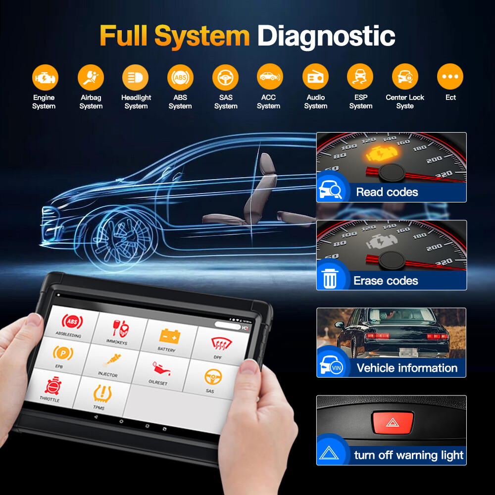 10" Bi-directional Tablet Bluetooth OBD2 Scanner All System Car Diagnostic Tool