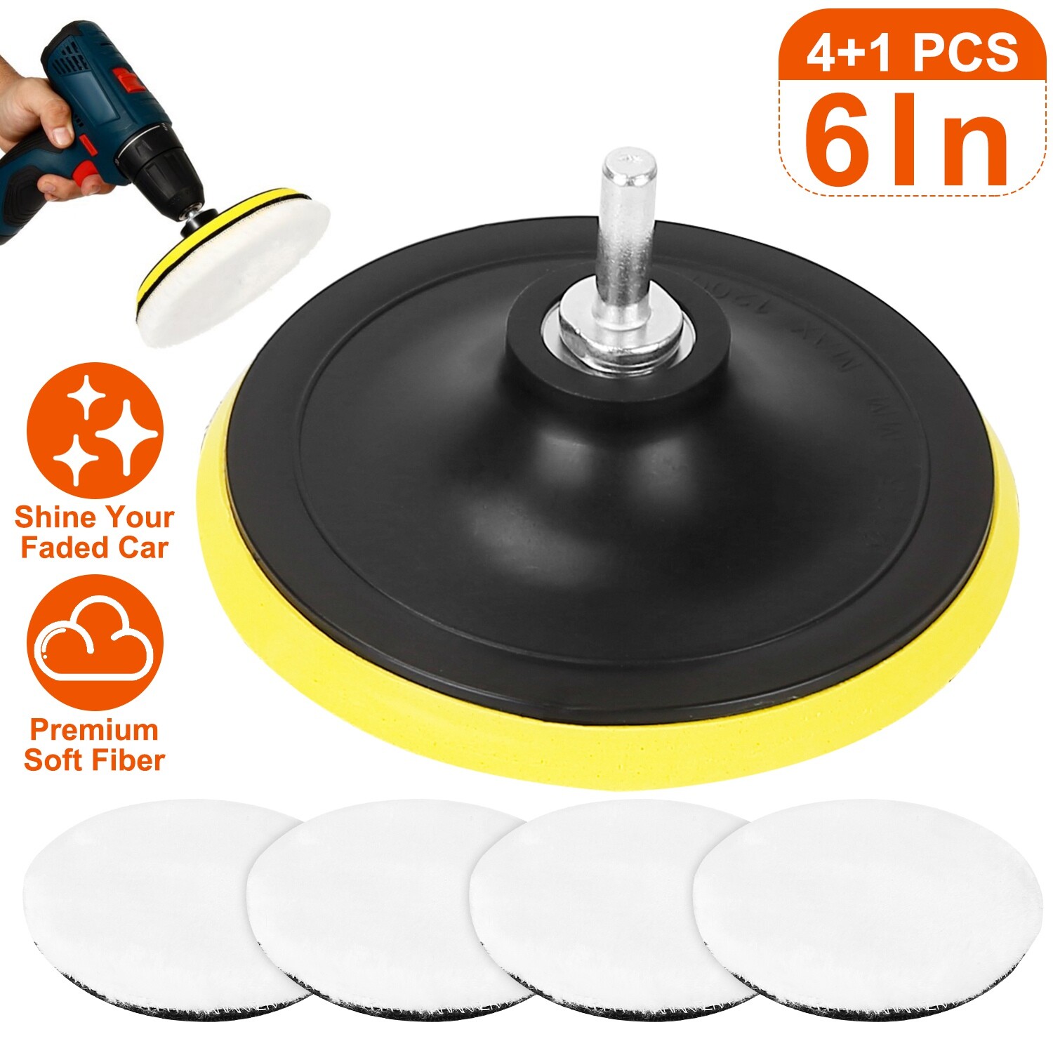 5PCS Car Buffing Pads Polishing Plush Buffer Set Waxing Wheels Mop Kit for Drill