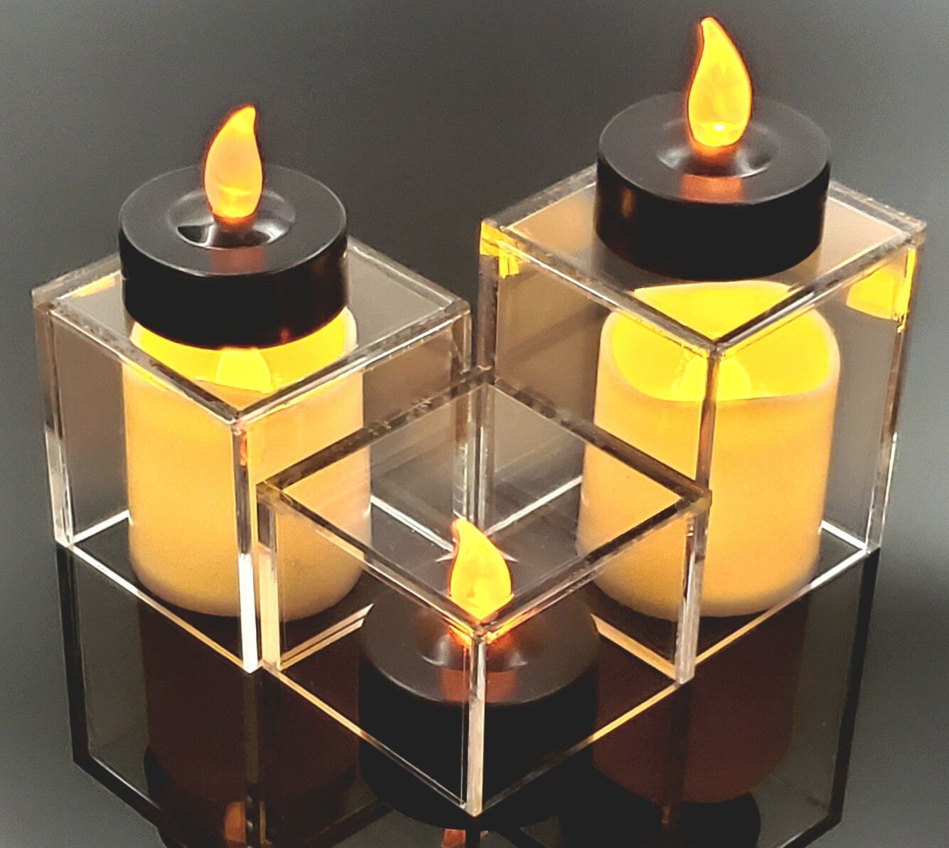 4x4x3 Clear & Colorful Acrylic Display Boxes Decorative Cube Stands, Tray Bin