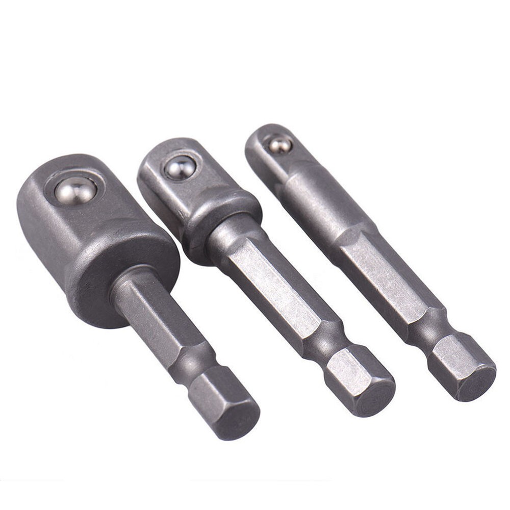 1/4" 3/8" 1/2" 3Pcs Socket Adapter Drill BIts Set Hex Shank Impact Driver Tools