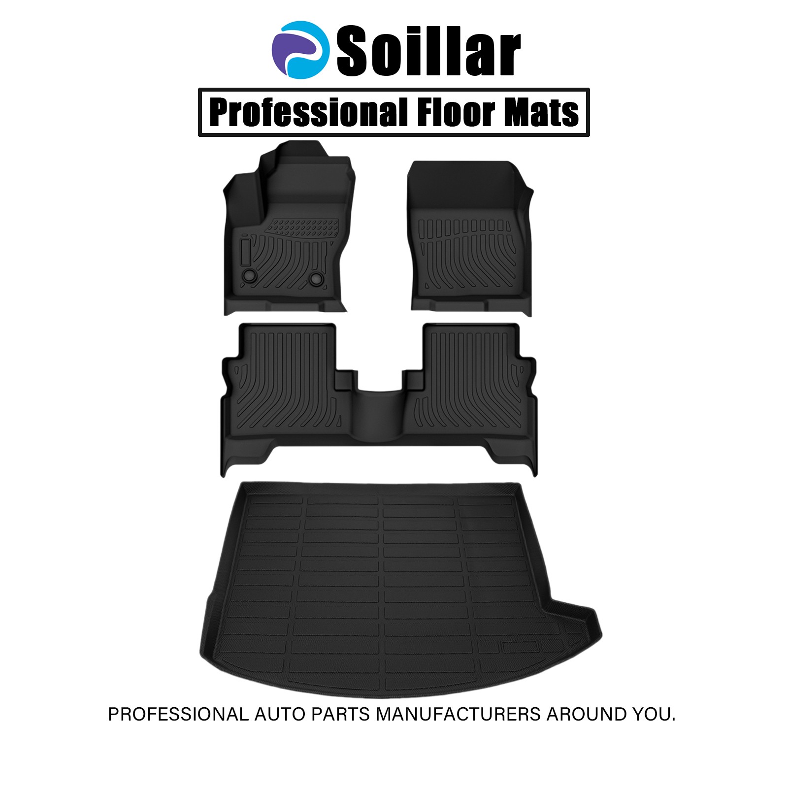 TPE Front & Rear Floor Mats / Trunk Cargo Liners Set For 2013-2019 Ford Escape