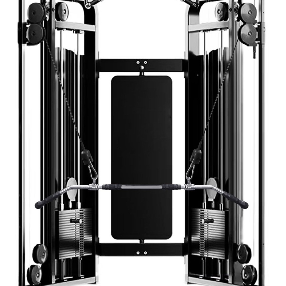 48'' LAT Pull Down Bar: Rotating Double Hooks for Dual Pulley Cable Machine -...