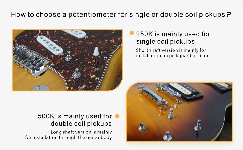 2 A500K 2 B500K Push Pull Guitar Potentiometers Pots 18mm Long Split Shaft