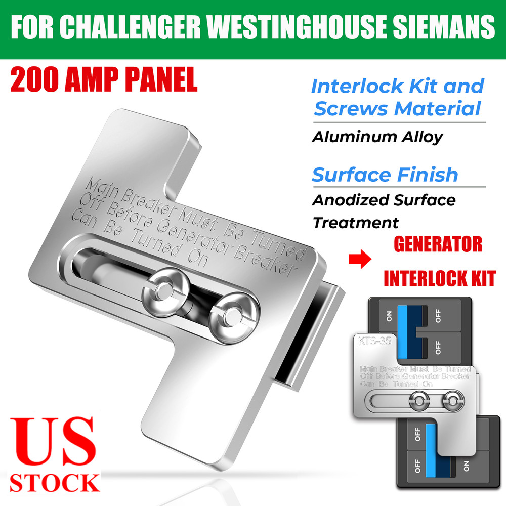 Generator Interlock Kit For Challenger & Westinghouse & Siemans 200 Amp Panel US