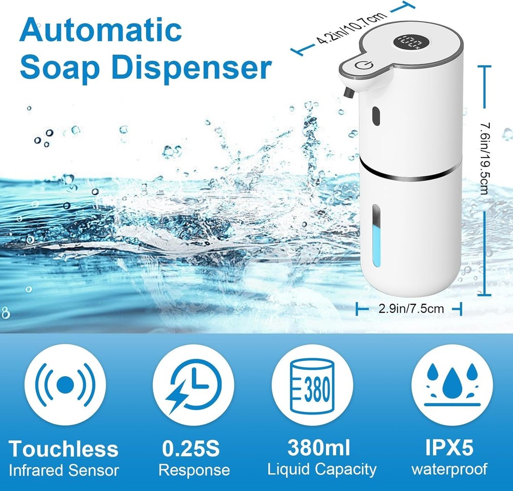 Automatic Liquid Soap Dispenser Touchless, USB Rechargeable Smart Soap Dispenser