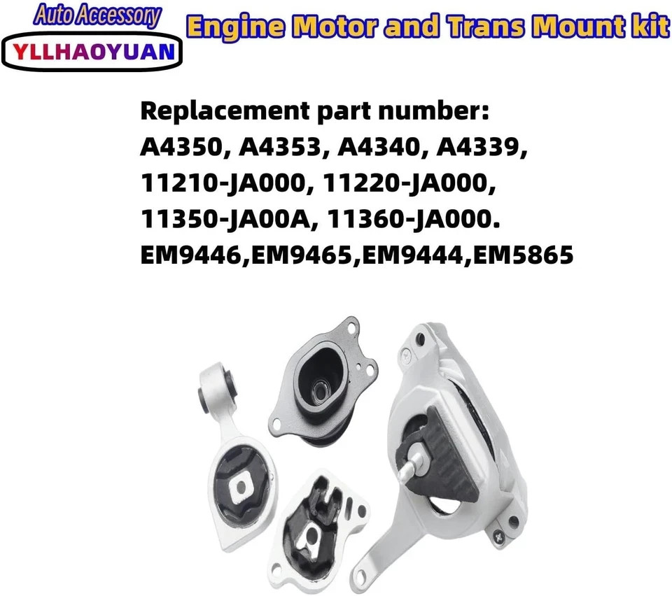 Engine Motor Mount Set 4Pcs Compatible 2007-2017 Nissan Altima 2.5L