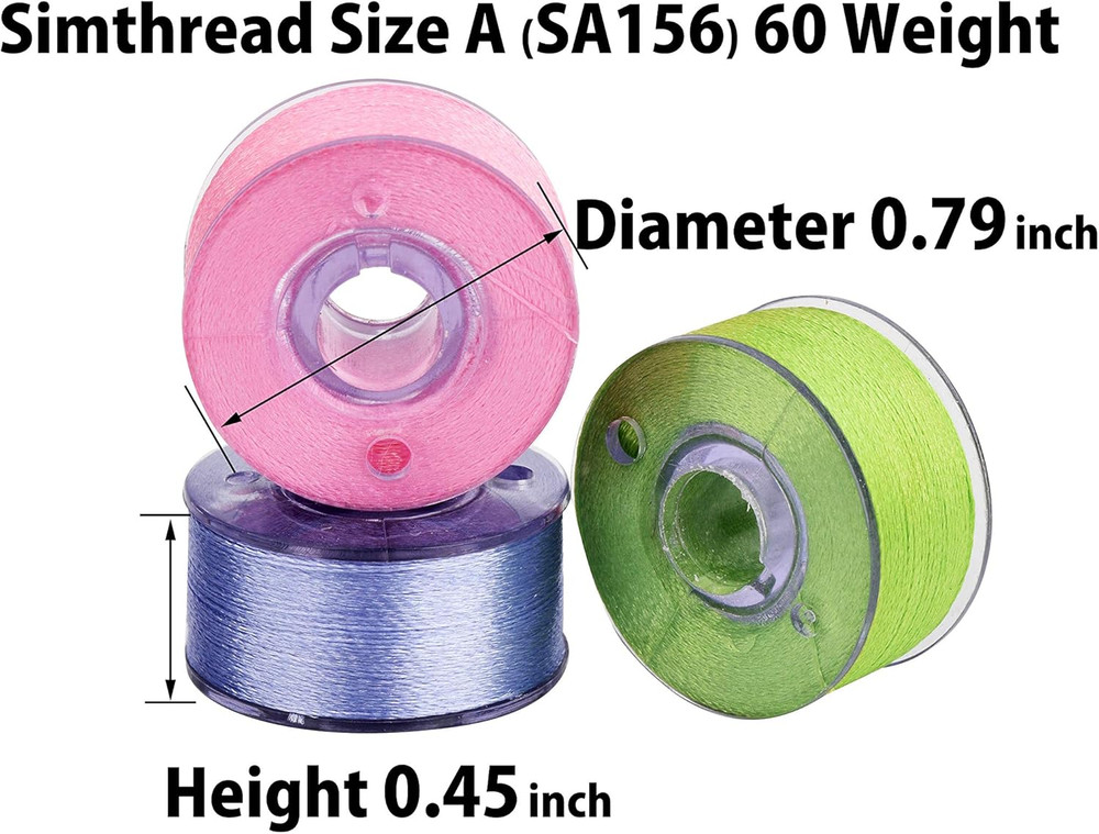 25Pcs Assorted Colors Size a Class 15 (SA156) 60WT Prewound Bobbins Thread