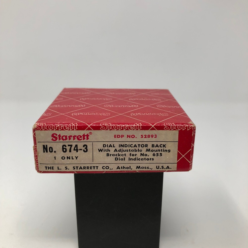 Starrett 674-3 Back w/ Adjustable Mounting Bracket for 655 Dial Indicator in Box