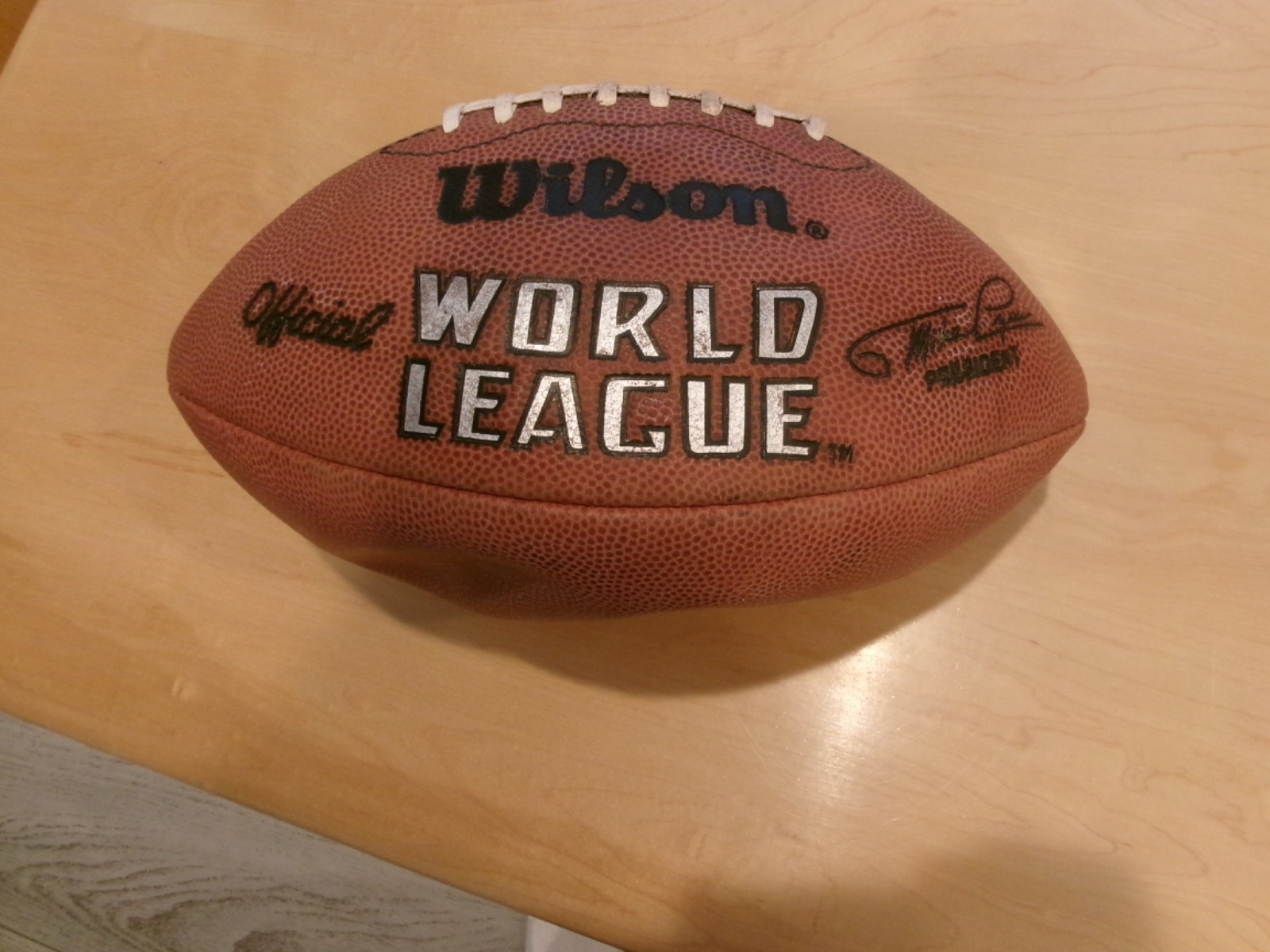 1990 game used Wilson official World League Football Mike Lynn president