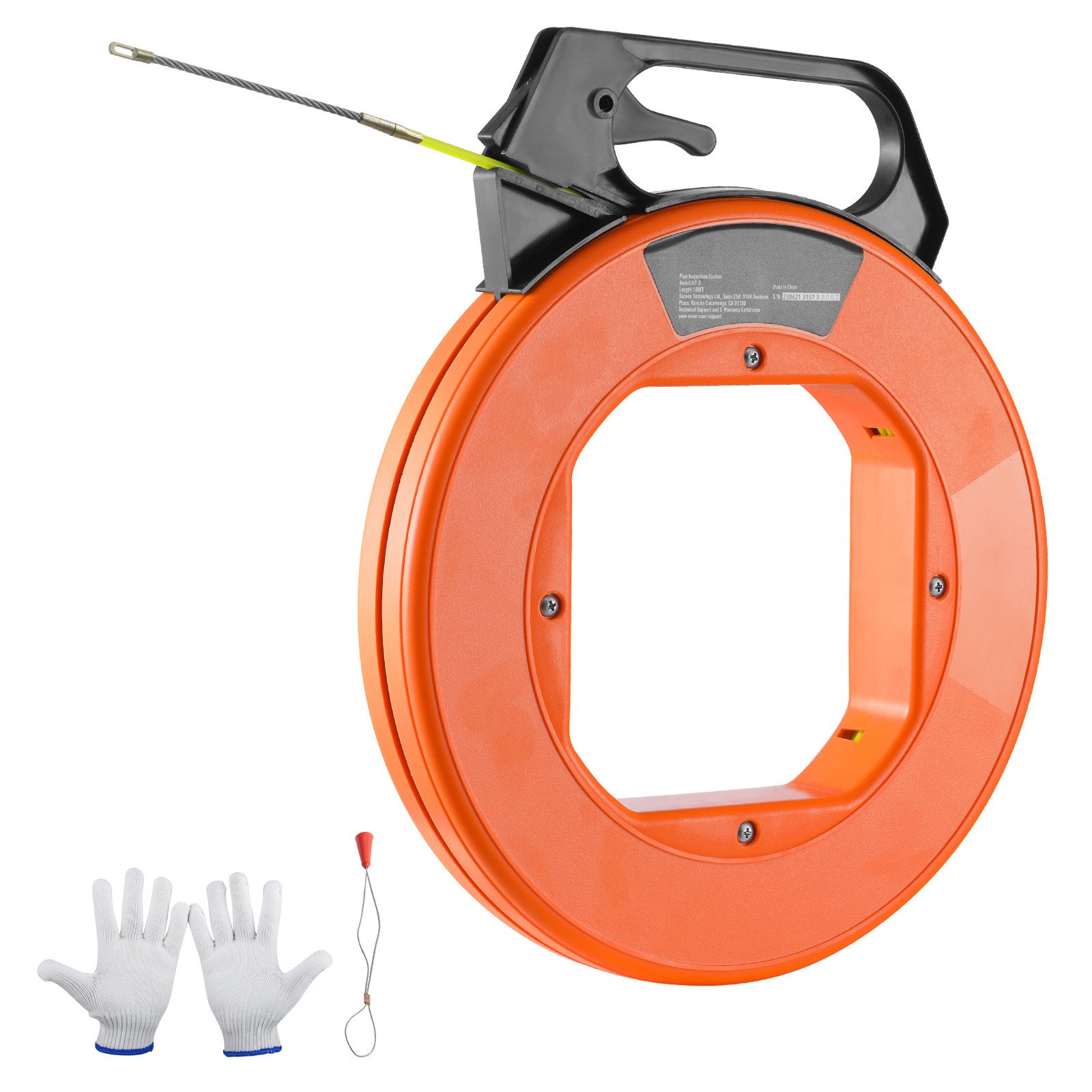 Fish Tape Wire Cable Line Puller 100ft 3/16in Fiberglass High Plastic Case