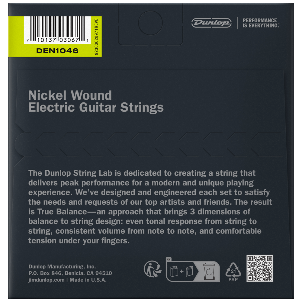 6 Sets! Dunlop Performance+ Electric Guitar Strings 10-46, DEN1046