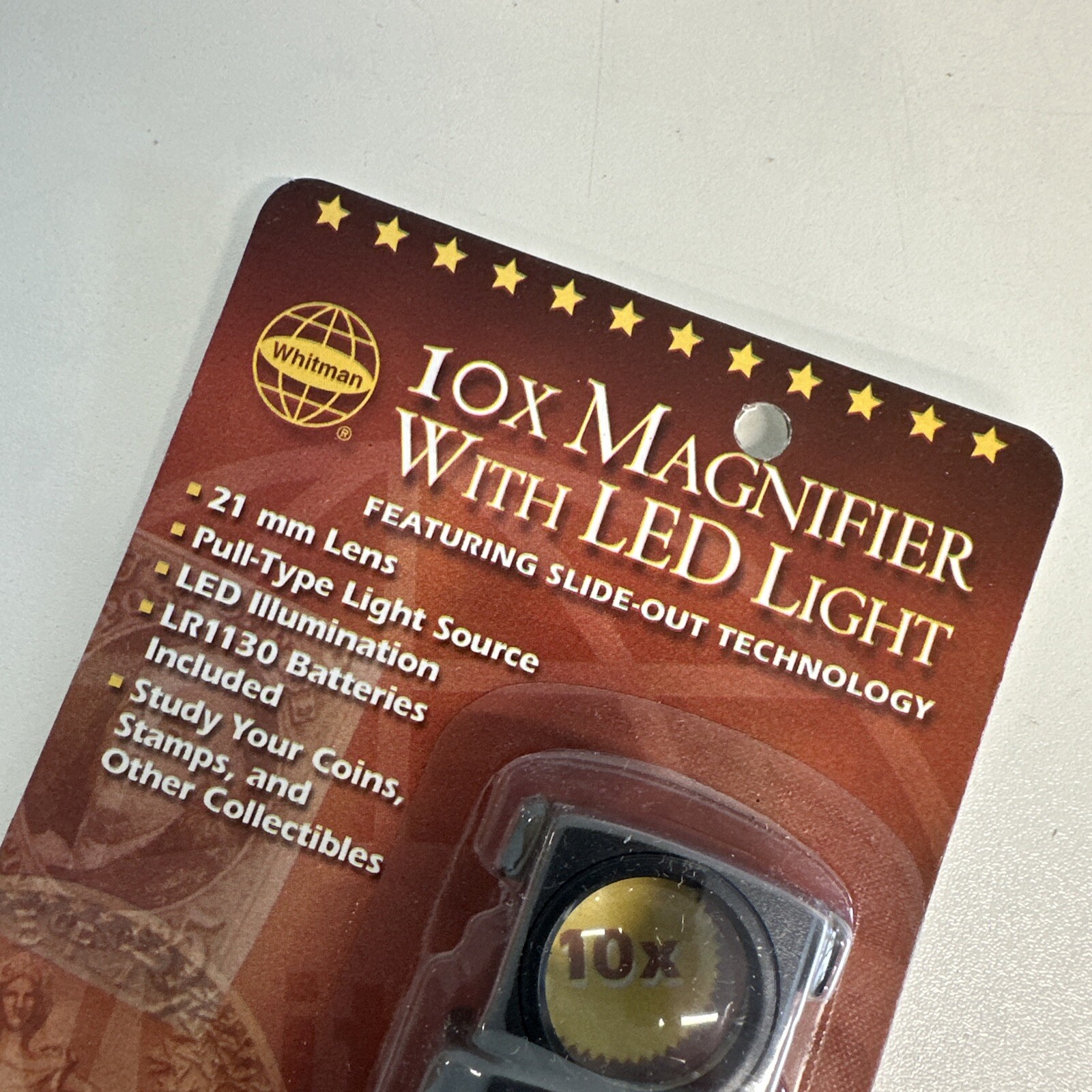 Coin Collector 10X Magnifier Pull Out Loupe 23mm Wh Led Best Value Bills Whitman