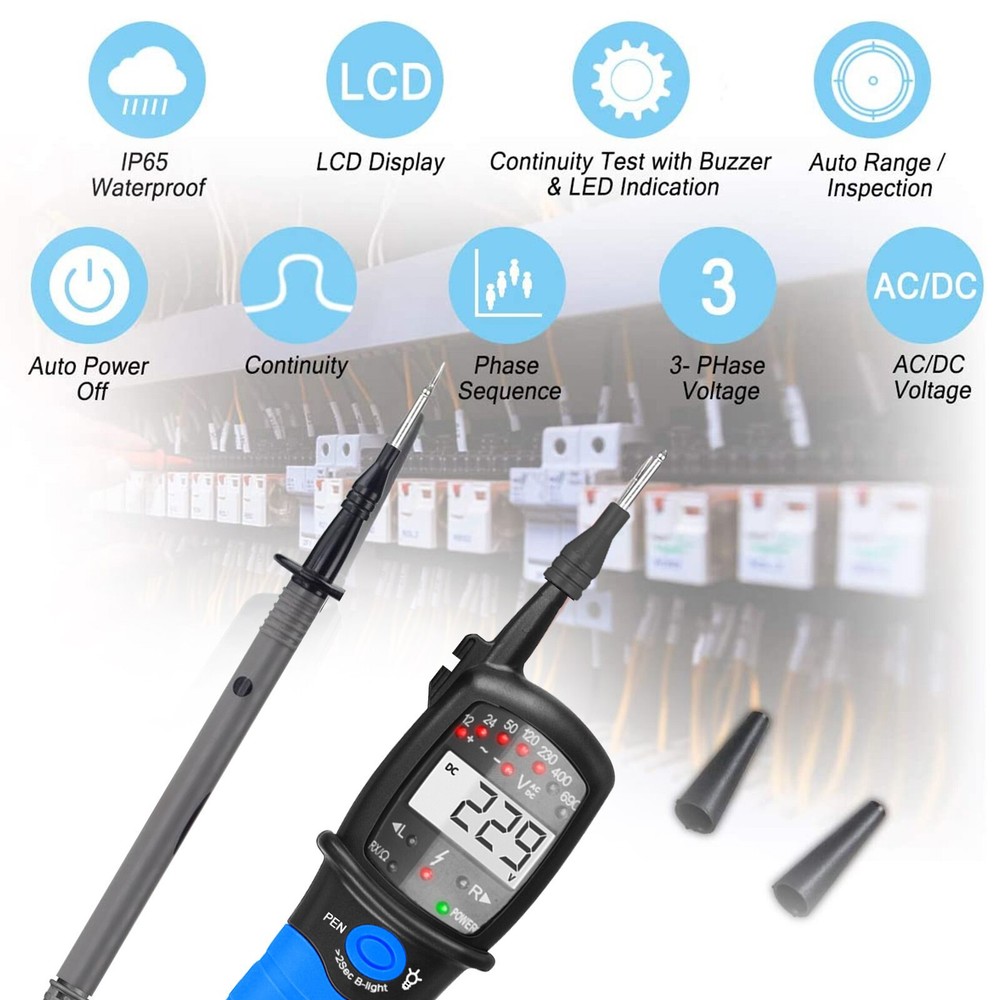 Digital AC DC Voltage Continuity Tester 3-phase Voltage Phase Rotation Voltmeter
