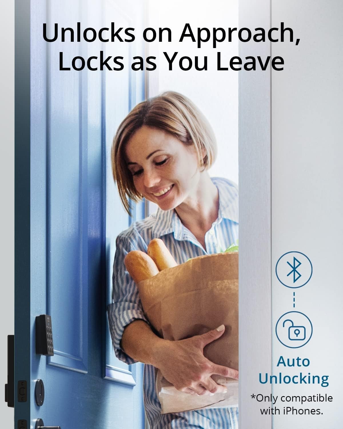 eufy Retrofit Smart Lock E110+Wireless Keypad Keyless Entry Door Lock Wi-Fi App