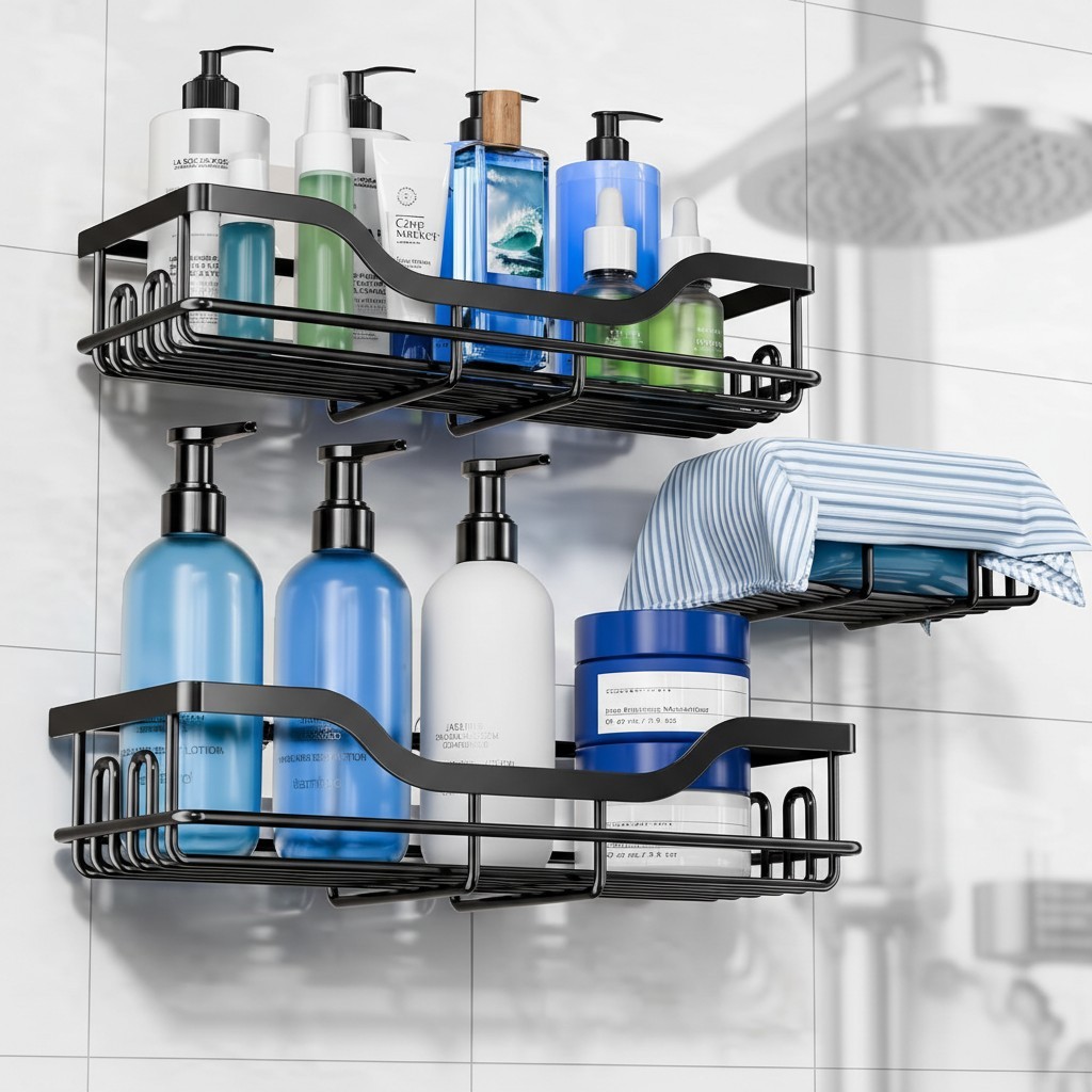 Chic 3-Pack Rustproof Shower Caddy & Soap Holder - Easy No-Drill Installation