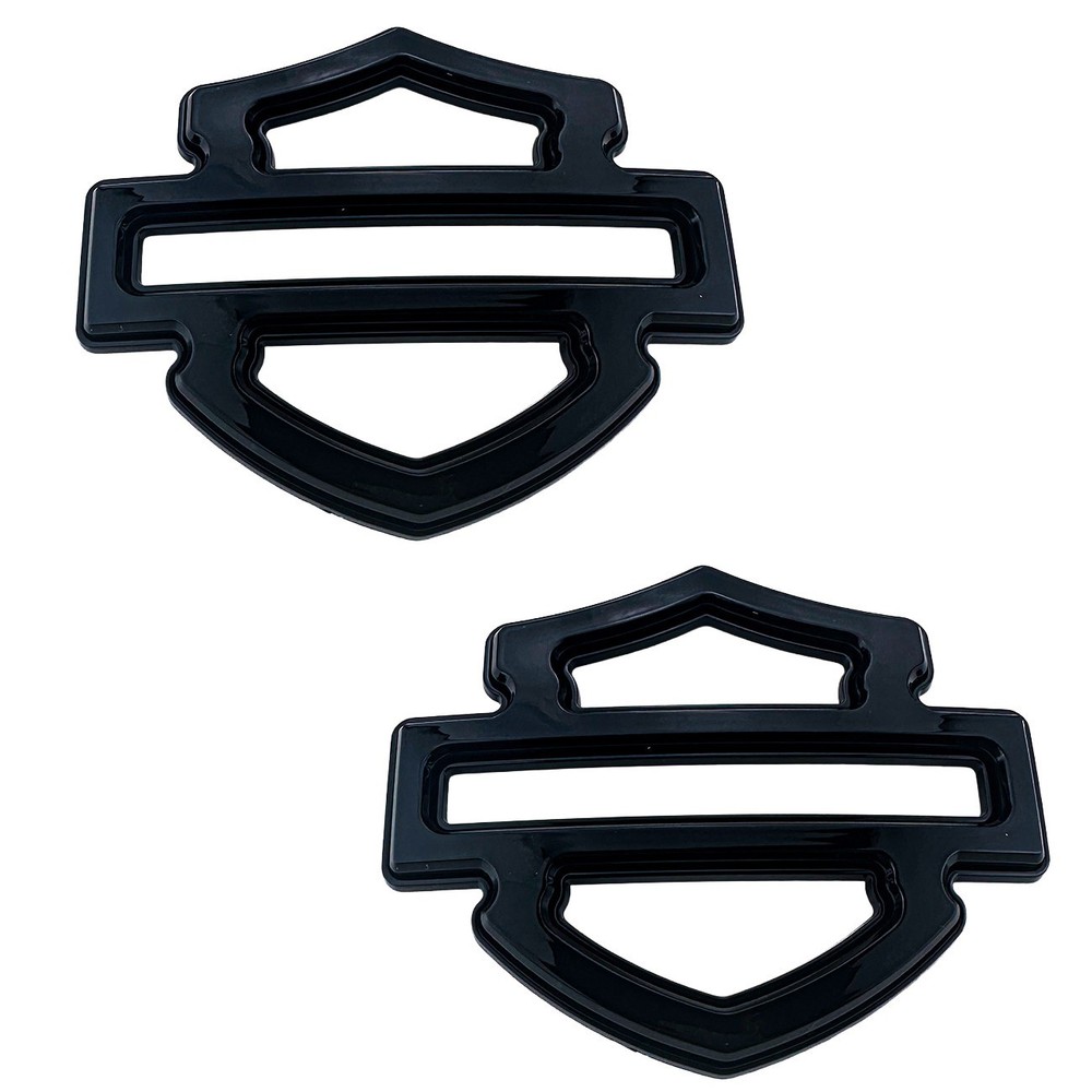 2Pc Custom Tank Emblems Gloss Black Double Layer 5 or 6 gal tank CVO