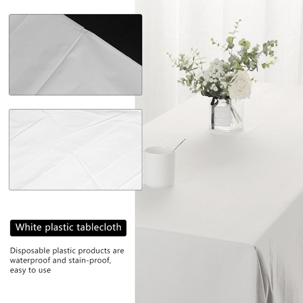 8 Pack Round Tablecloth, 84 Inch White Disposable Table Covers PEVA 7811