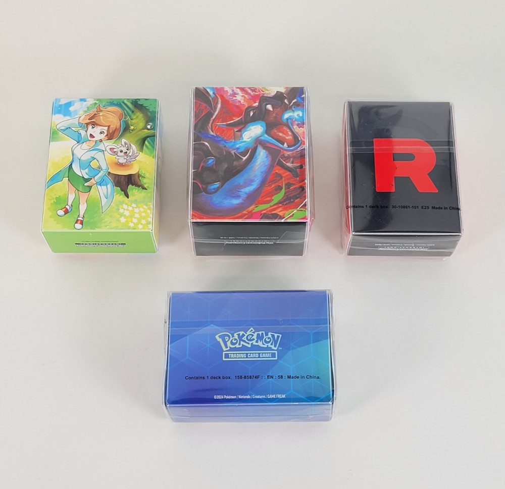Pokemon Deck Box Bundle x 4 Including Mega Charizard, Moltres, Terapagos - New
