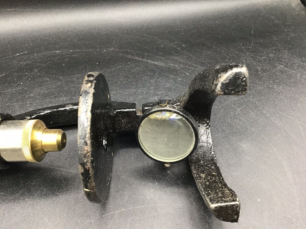 Original antique working microscope 7 1/2" tall