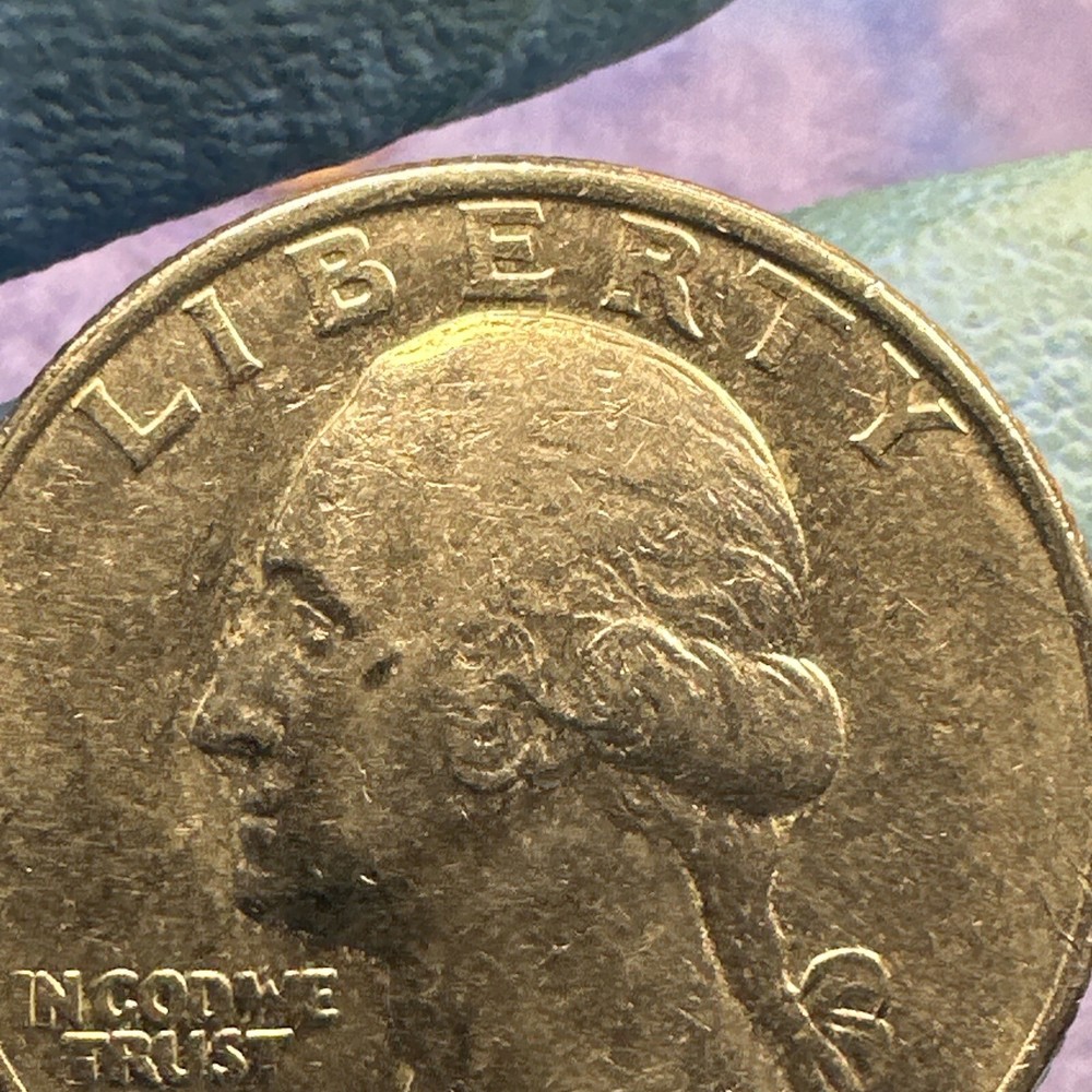 1974 WASHINGTON QUARTER- STRUCK THROUGH GREASE ERROR REVERSE