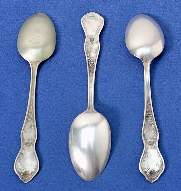 Three (3) Antique R. C. Co. Silverplate Rose Serving Spoons