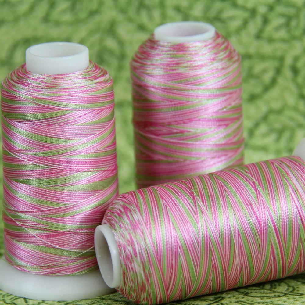 VARIEGATED POLYESTER EMBROIDERY THREAD 1000M SPOOLS 25 COLORS 40 WT - THREADART