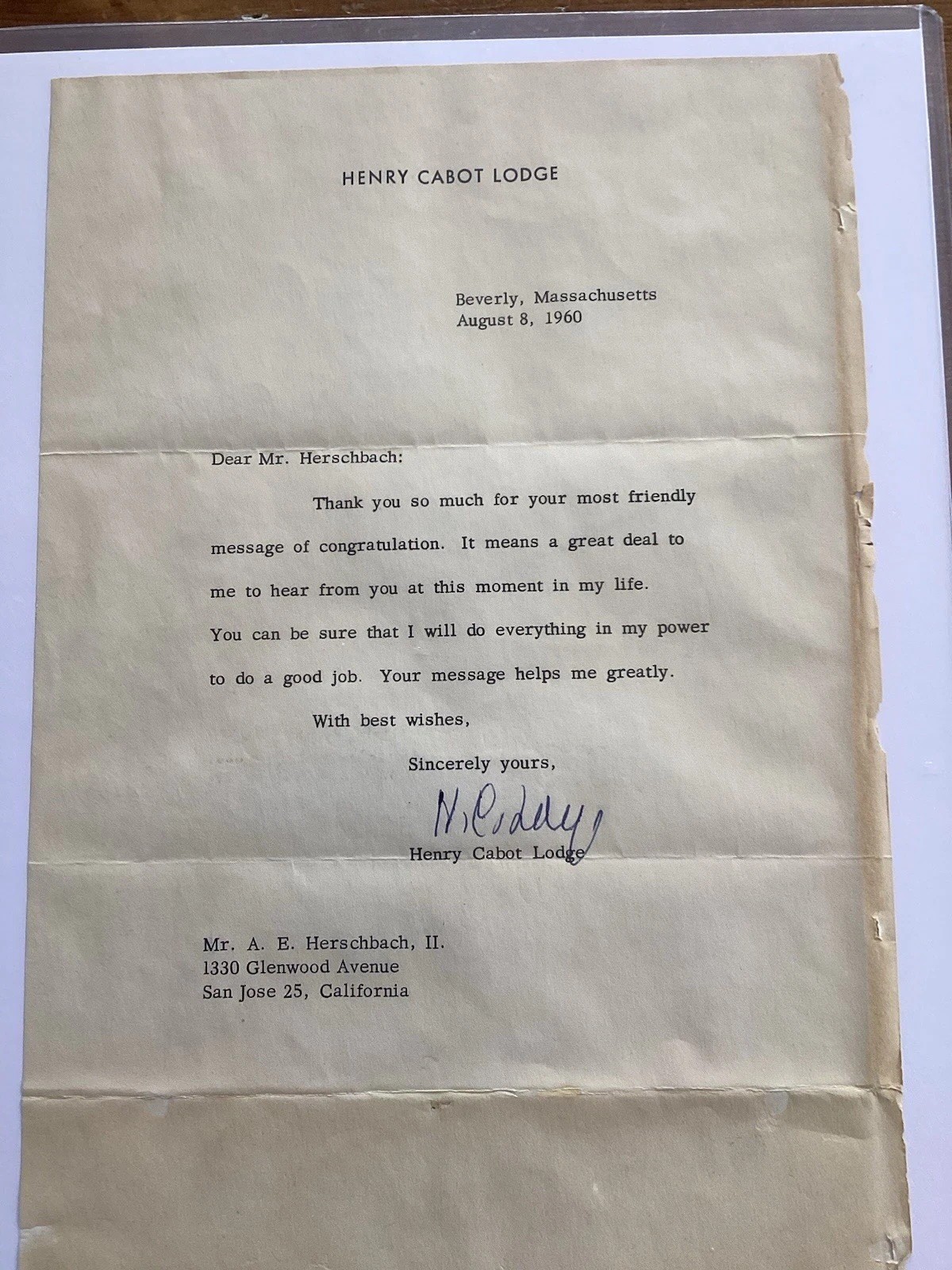 Vice President Richard Nixon Letter’s From South Bay Area California PAST!