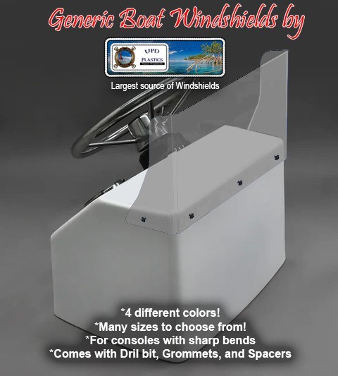 New Generic Center Console Boat Windshield Clear 25" inside Size, 1/4" Thick