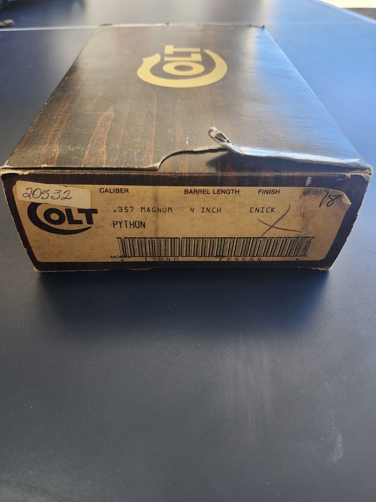 1980's Colt Python 4" Nickel wood grain Box W/ papers