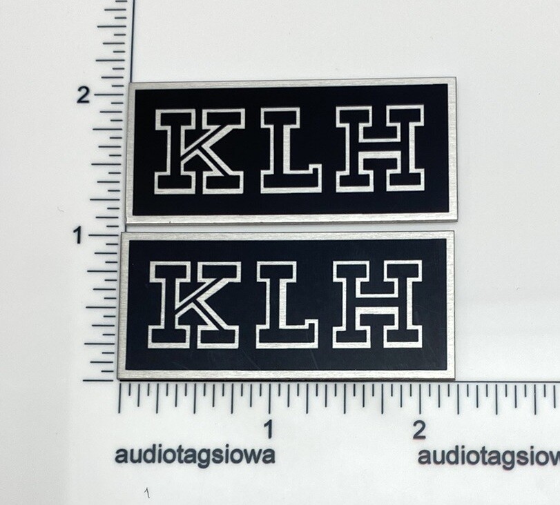 KLH Speaker Grill Badge Pair Emblem Custom Made Thick Aluminum