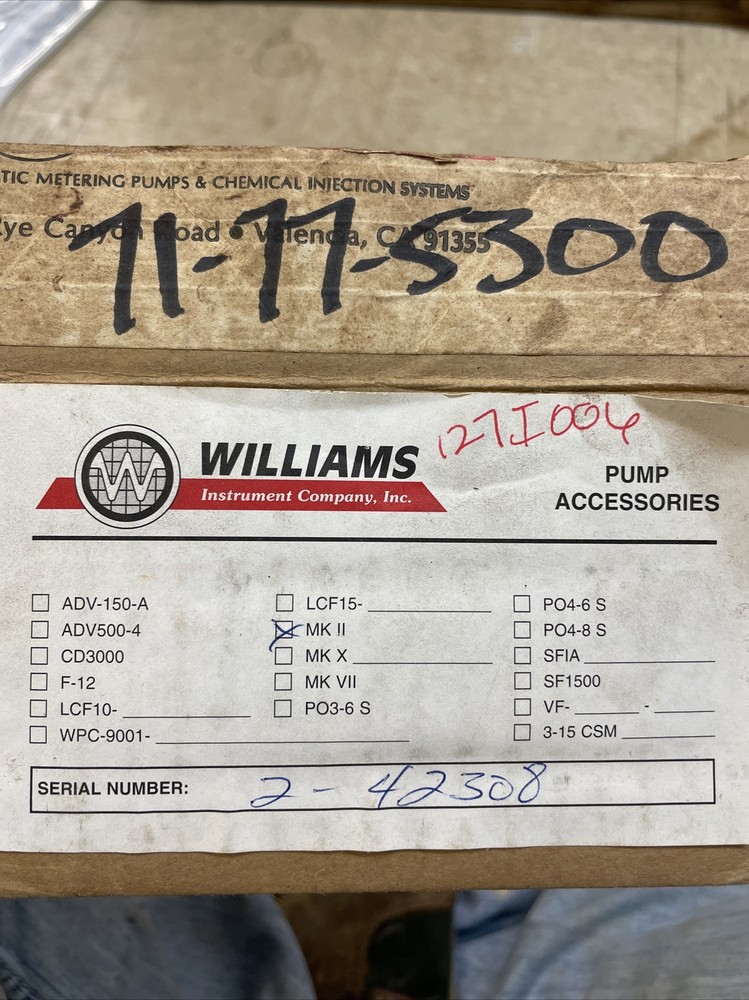 WILLIAMS MKII OSCILLAMATIC PNEUMATIC OSCILLATOR PUMP CONTROLLER MK 2 ii