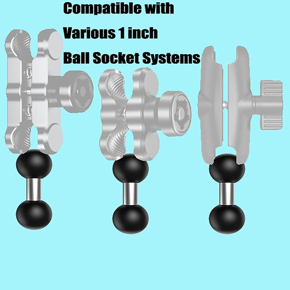 Double 1"" Ball Mount Base Ball Adapter Compatible with Size Double Black-1