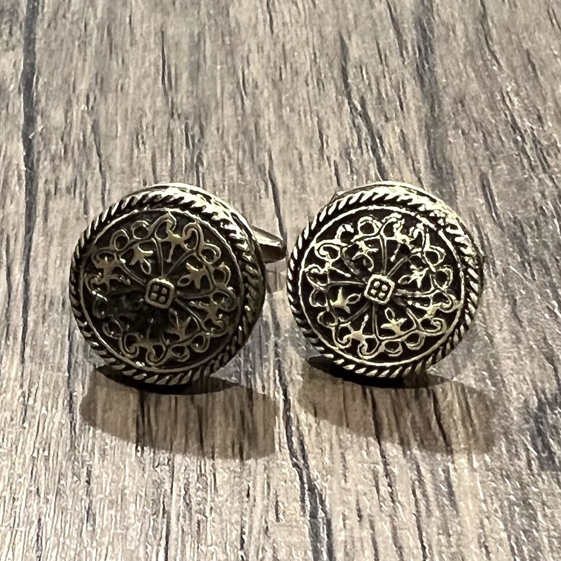 Antique Brass Tone Round Celtic Knot Cufflinks Men Stunning Knot Cufflinks