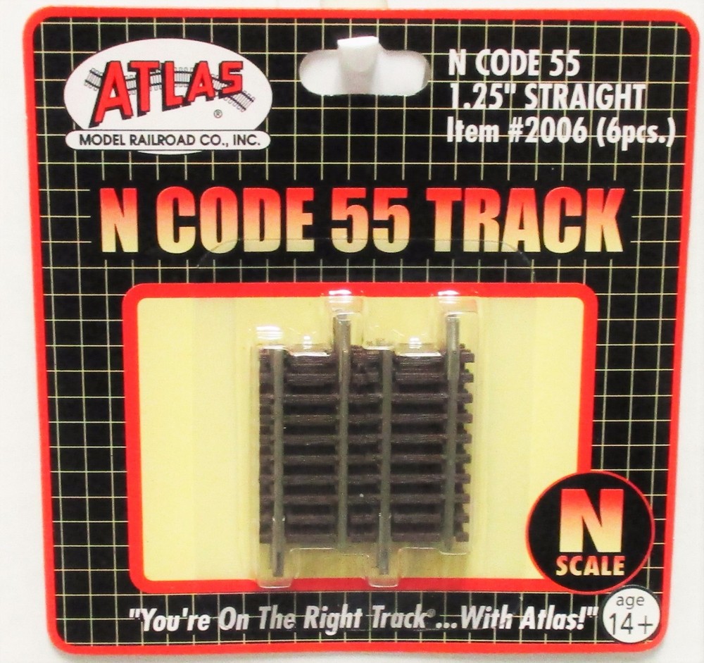 N Scale Atlas 2006 Code 55  1.25" Straight Track pkg (6)