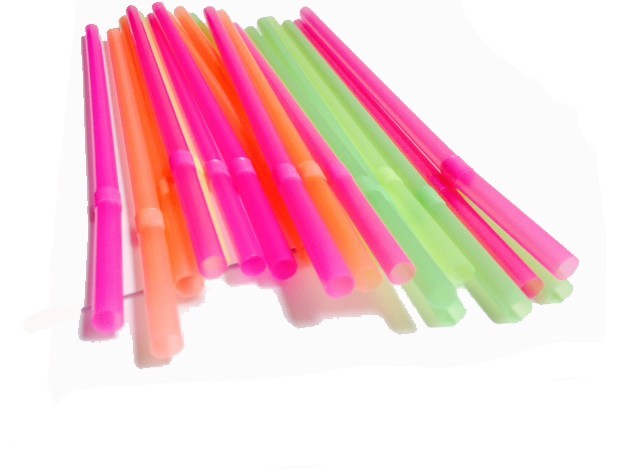 9" Unwrapped Neon Flex Straws - 125ct