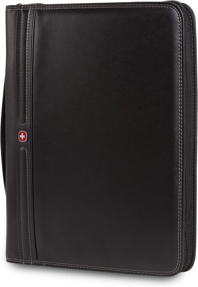 Concept Zippered Padfolio, Padded Document Organizer, Black