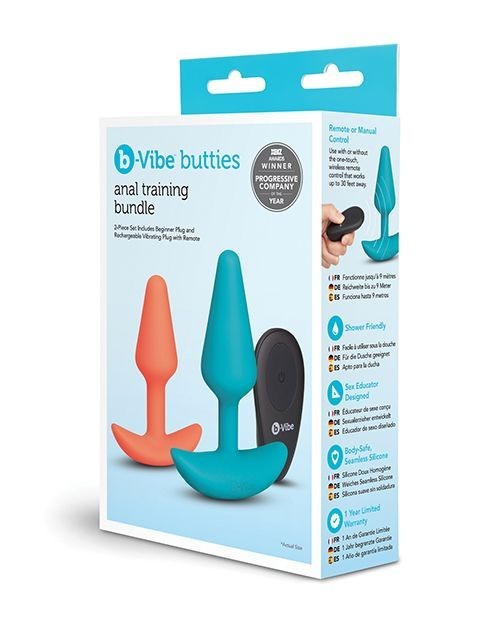 ANAL TRAINING BUNDLE 2 PIECE SET BEGINNER PLUG & RECHARGEABLE VIBRATING PLUG