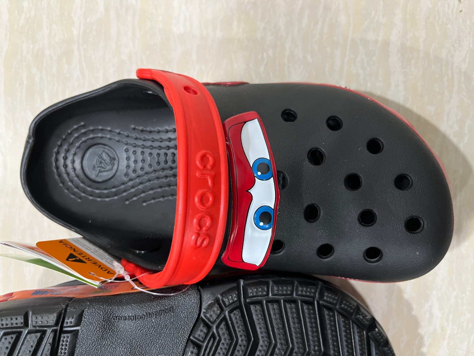 NEW! Light Up Black Red Lightning McQueen Crocs Clog Kids Shoe C8-C12, J1-J3 NWT