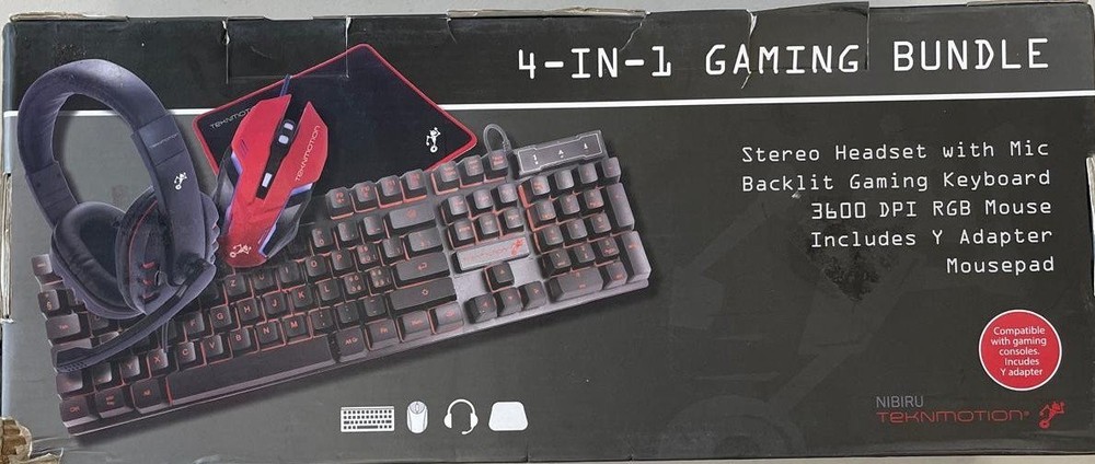 TekNmotion Nibiru 4-in-1 PC Gaming Bundle - LED Keyboard, Mouse, Headset & Pad